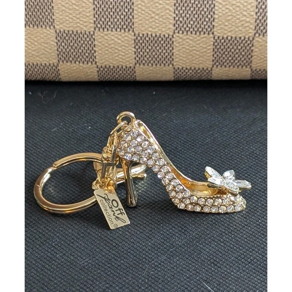 Off Park Crystal High Heel Keychain or Bag Charm - Gold Tone, Bling
